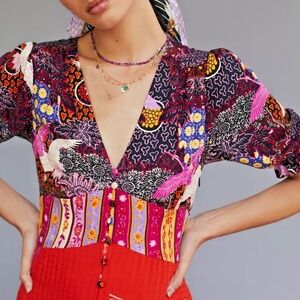 NEW ANTHROPOLOGIE SPECTACULAR BIRD OF PARADISE  MIDI DRESS